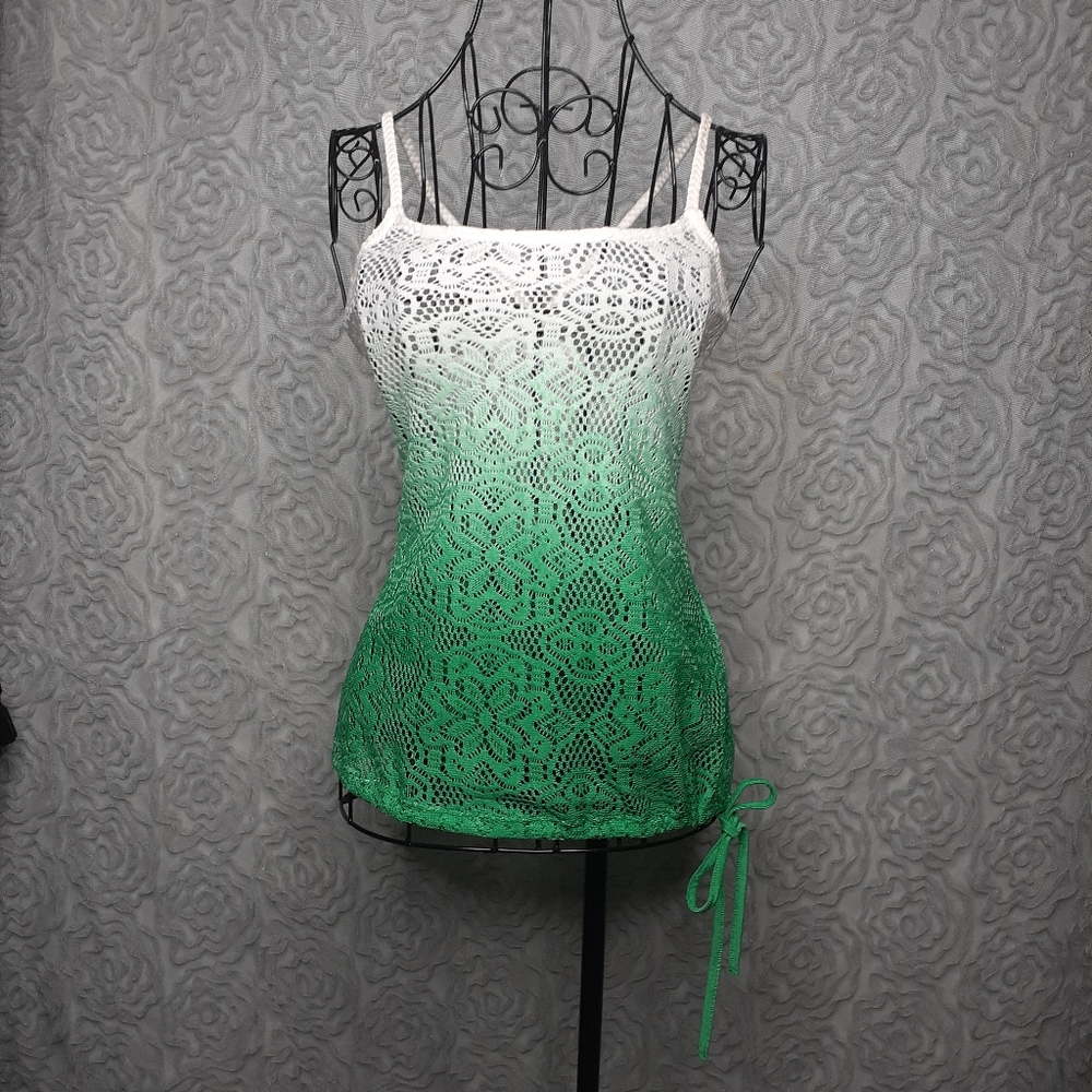 Ombre White & Teal Knit Tank By American Rag XS